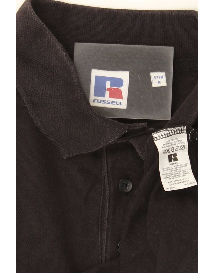 Polo da uomo Russell Athletic in cotone nero medio