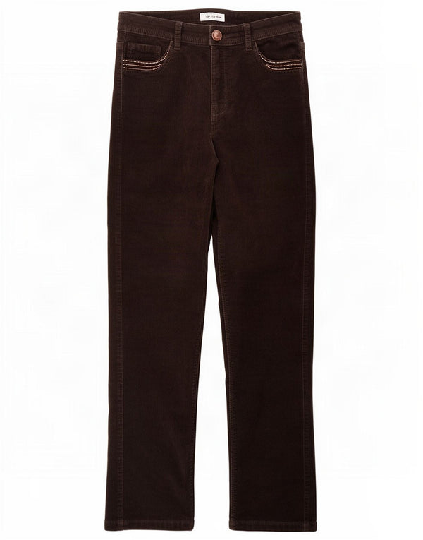 Pantaloni dritti in velluto a coste da donna Marks & Spencer UK 10 Small W30 L29 Marrone