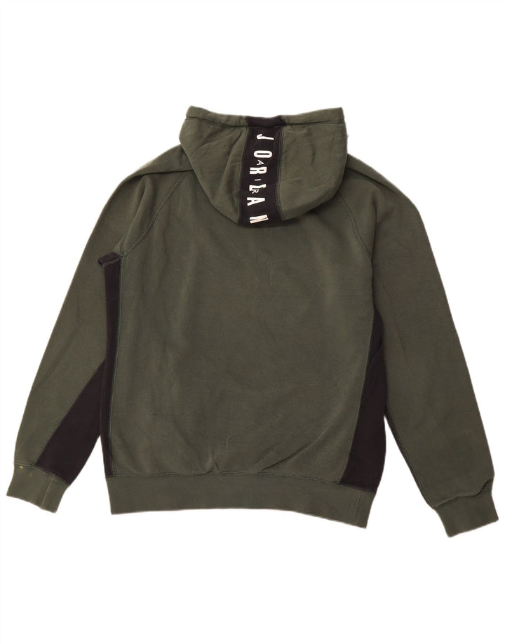 JORDAN Felpa con cappuccio da uomo in cotone color block verde medio