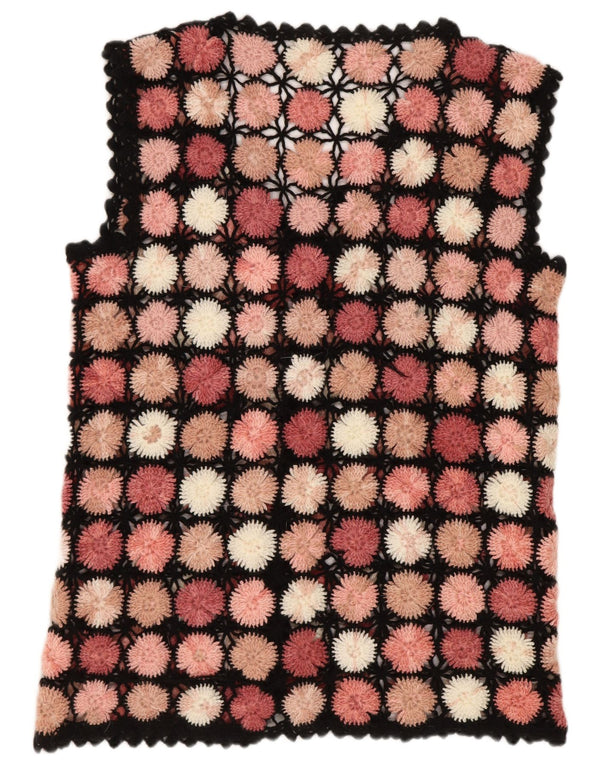 Top cardigan all'uncinetto senza maniche da donna UK 14 grande