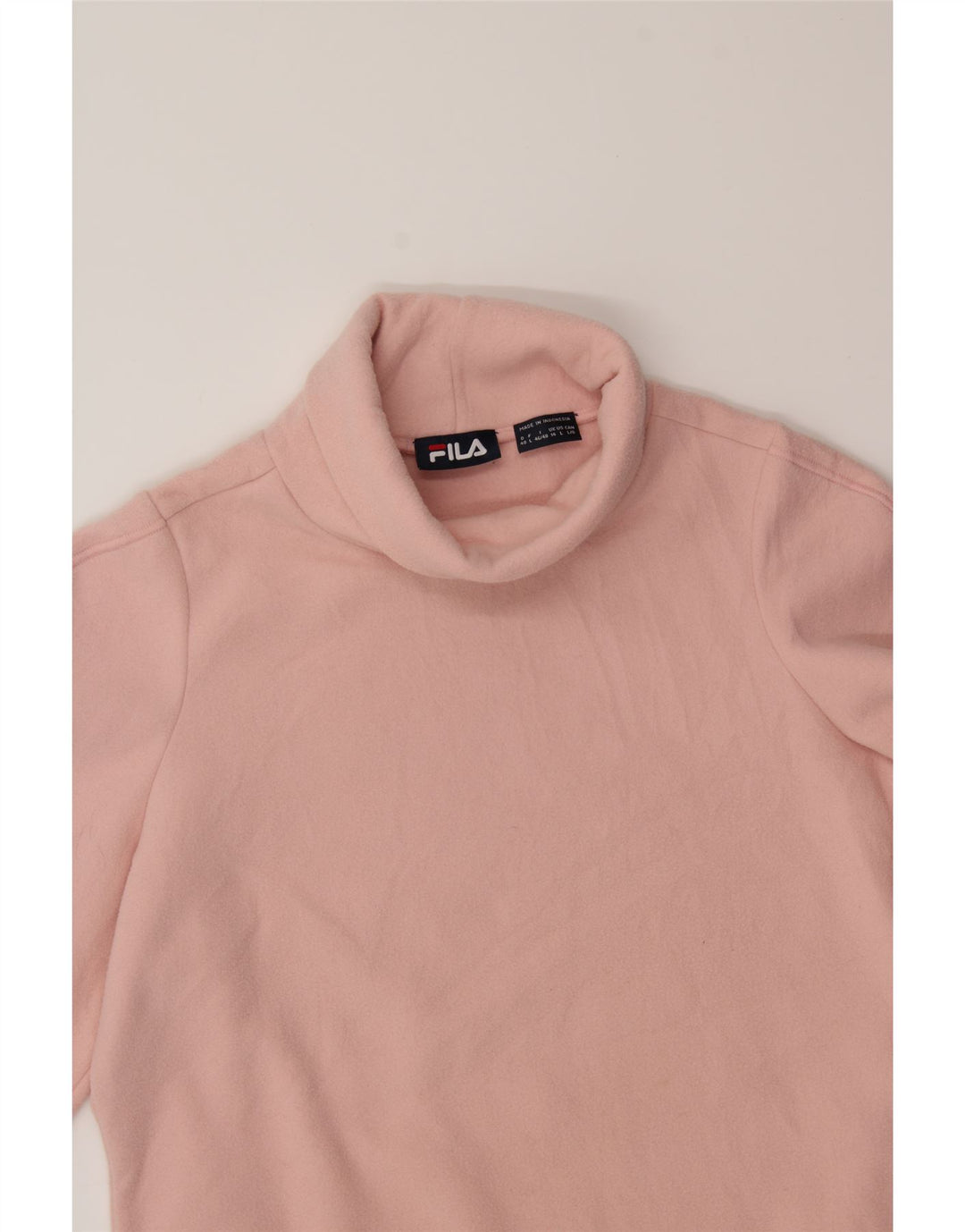 FILA Womens Roll Neck Fleece Jumper UK 14 Large Pink Polyester Vintage Fila and Second-Hand Fila from Messina Hembry 