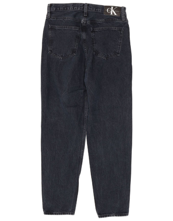 Calvin Klein Womens Mom Jean Distressed Tapered Jeans W28 L27 Navy Blue