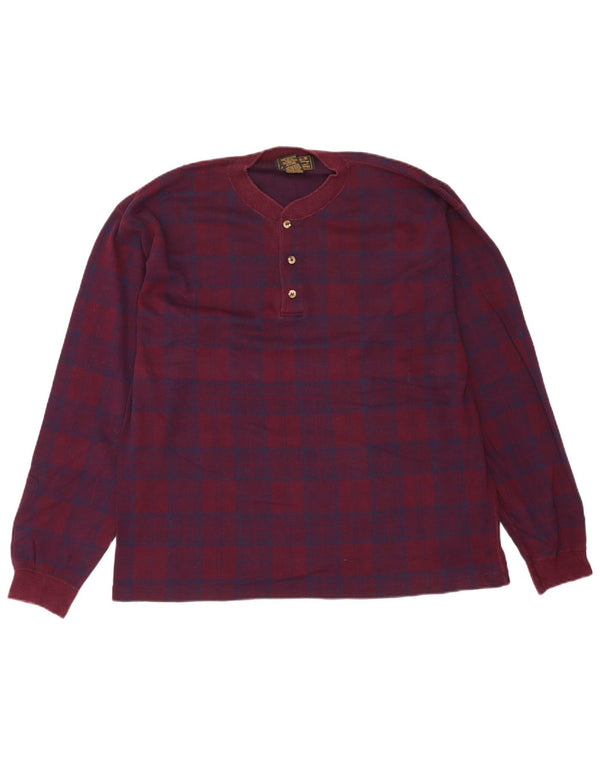 Eddie Bauer Top da uomo a maniche lunghe in cotone a quadri bordeaux grandi