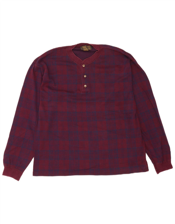Eddie Bauer Top da uomo a maniche lunghe in cotone a quadri bordeaux grandi