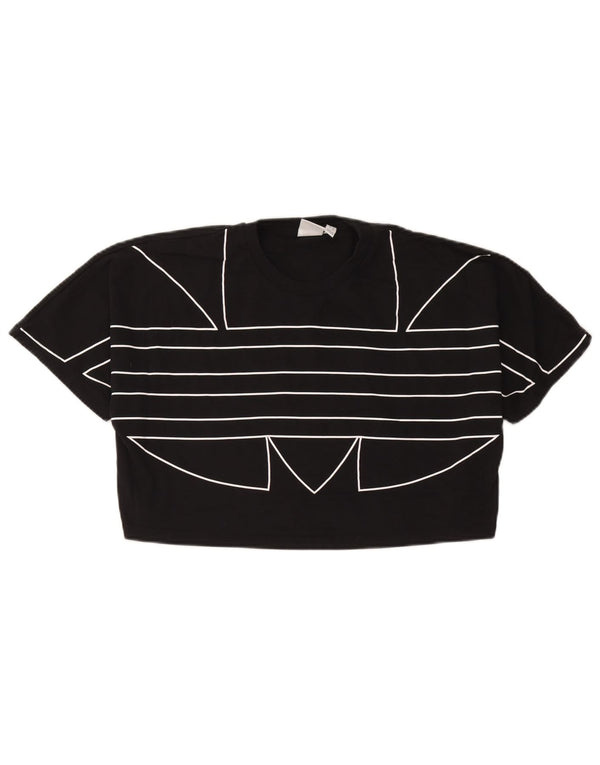 T-shirt grafica oversize corta Adidas da donna Top UK 8 piccola in cotone nero