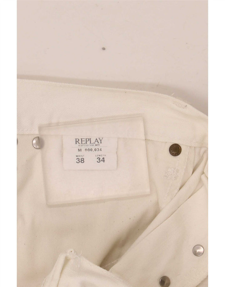 Jeans dritti da uomo Replay W38 L34 cotone bianco