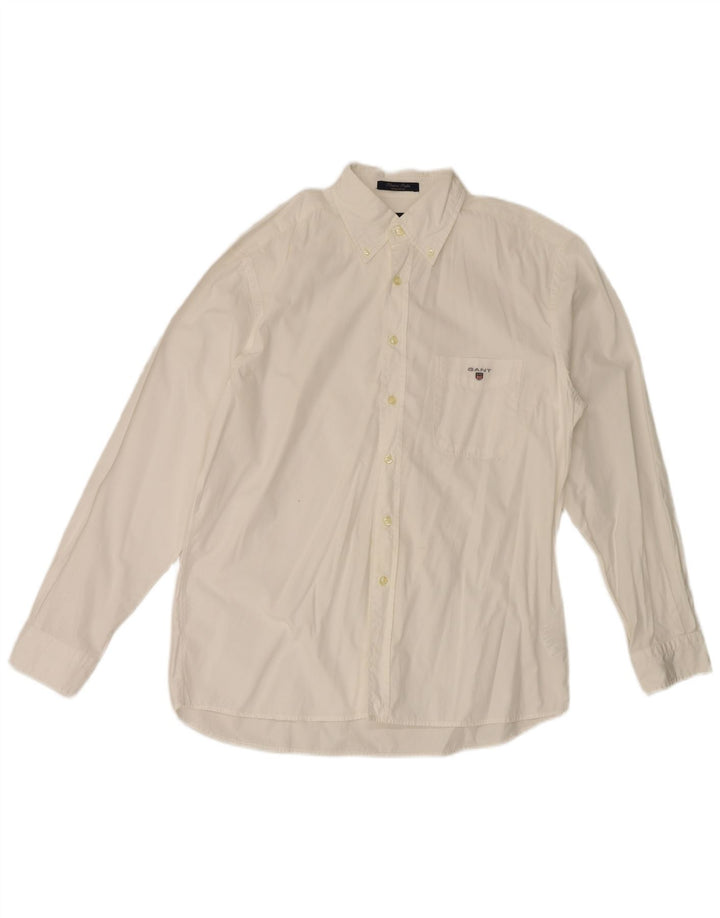 Gant Camicia Regular Fit da Uomo Large in Cotone Bianco