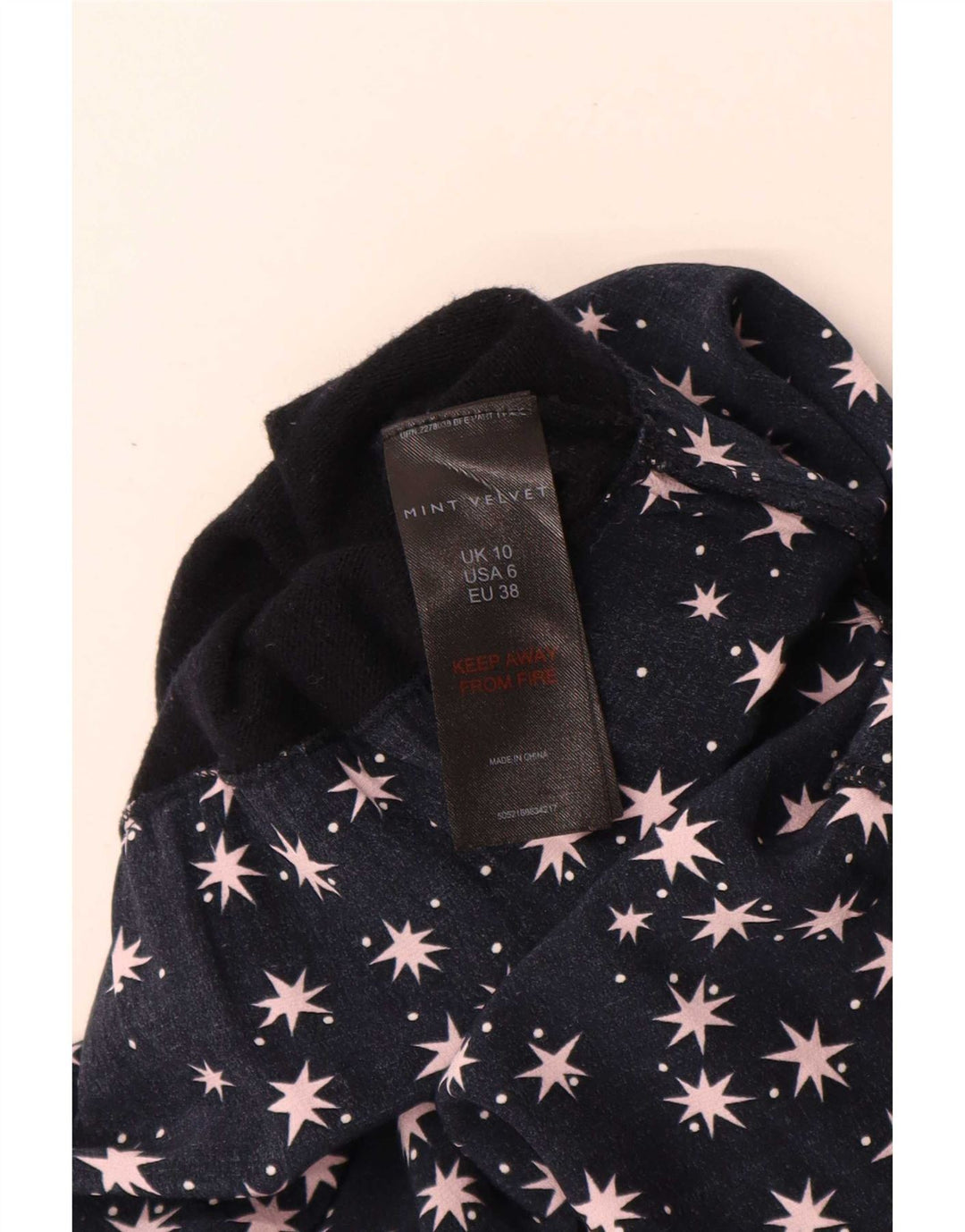 Abito basic da donna con motivo astratto in velluto menta UK 10 piccolo blu navy