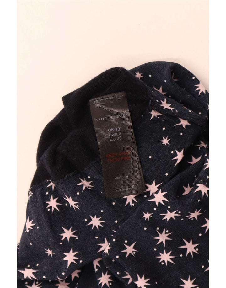 Abito basic da donna con motivo astratto in velluto menta UK 10 piccolo blu navy