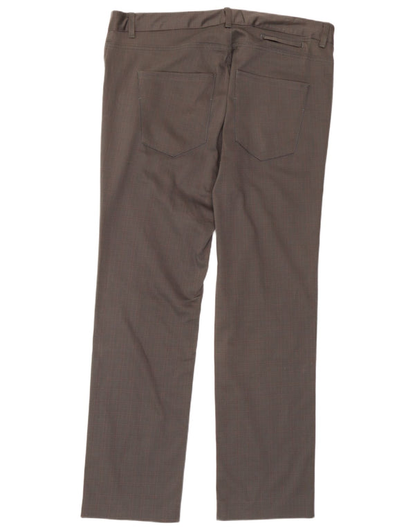 Zara Mens Straight Casual Trousers EU 46 XL W36 L30 Grey Check Cotton