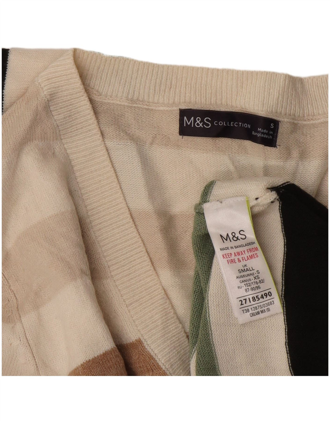Maglione da uomo con scollo a V Marks & Spencer piccolo a righe multicolore