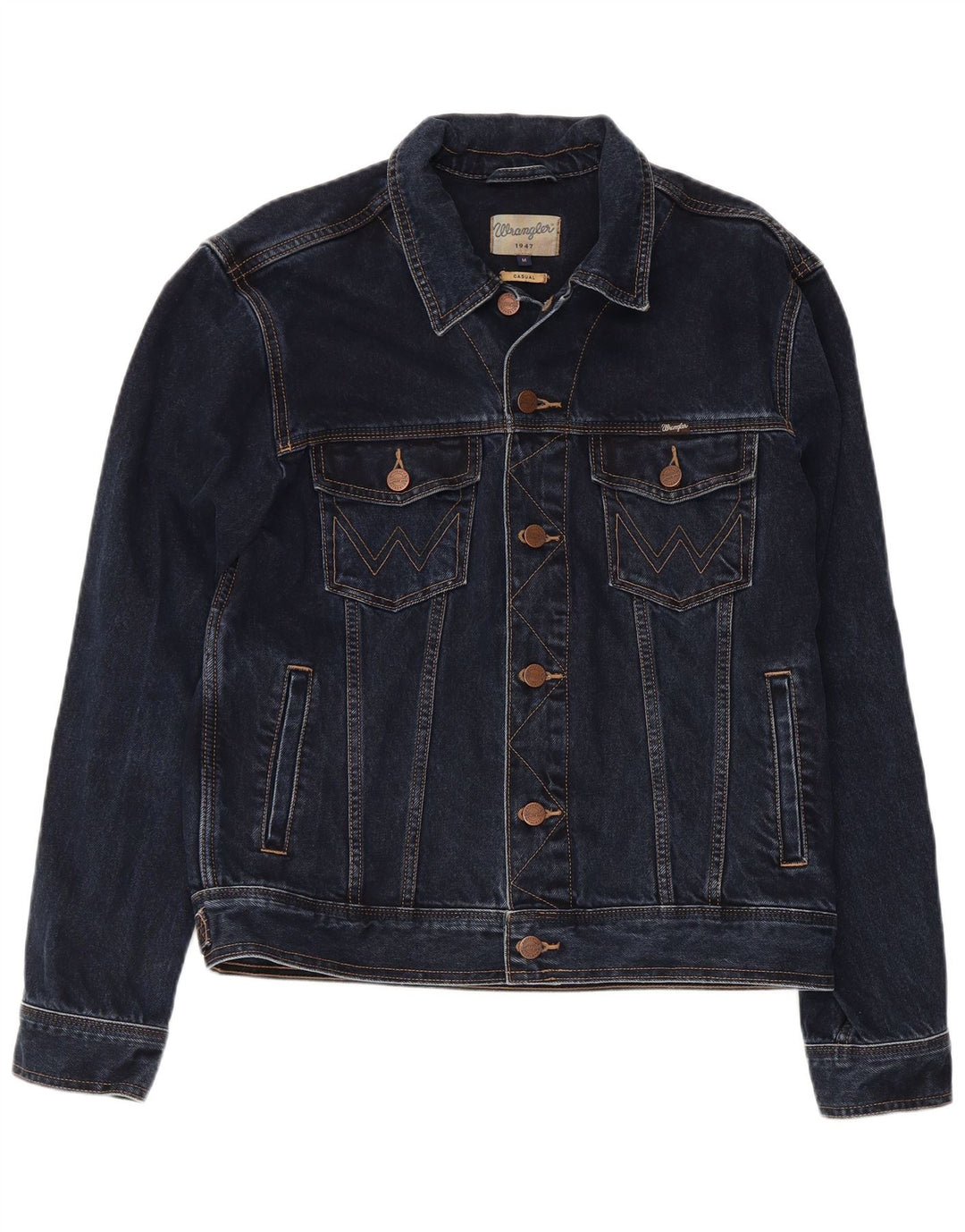 Giacca in denim da uomo Wrangler vestibilità casual UK 38 cotone blu navy medio
