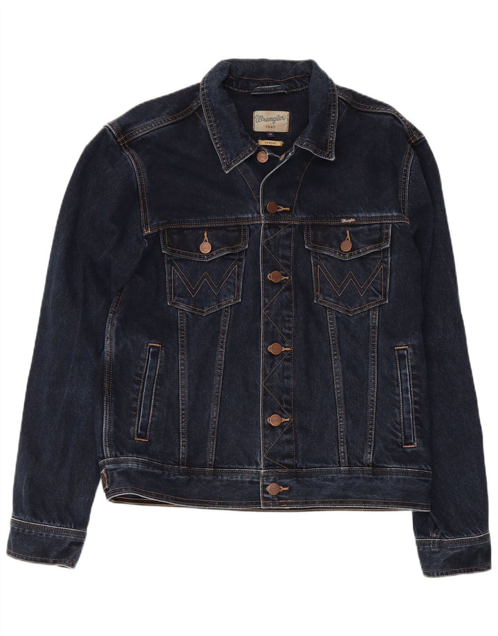 Giacca in denim da uomo Wrangler vestibilità casual UK 38 cotone blu navy medio