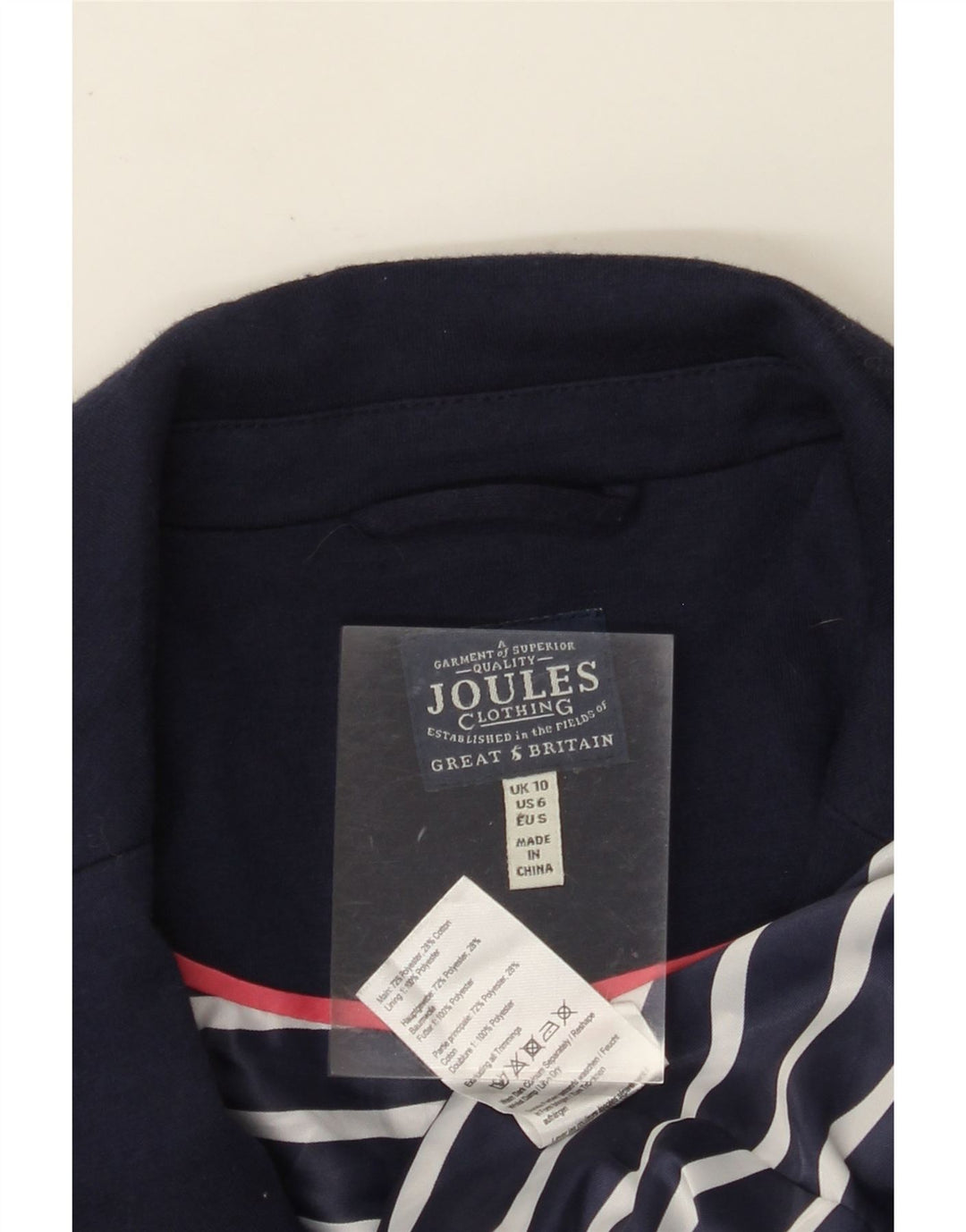 JOULES Giacca blazer da donna a 1 bottone UK 10 piccola in cotone blu navy