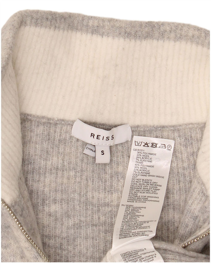 Maglione Reiss da uomo con zip e collo piccolo in poliammide screziato grigio
