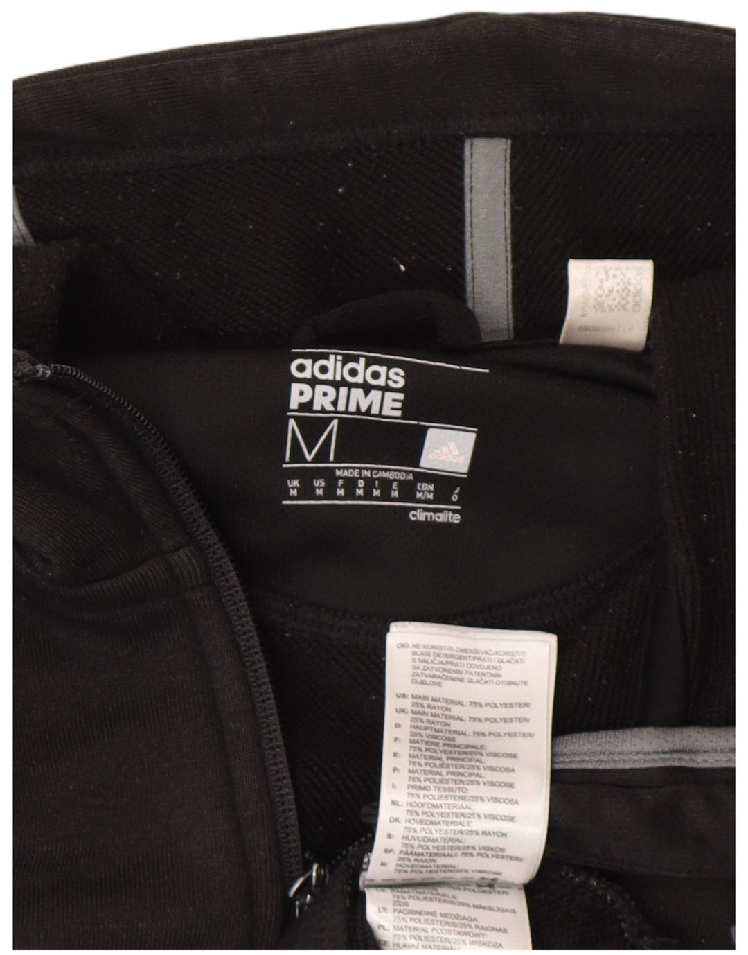 Maglione con cappuccio e zip grafica Adidas Climalite da uomo in poliestere nero medio