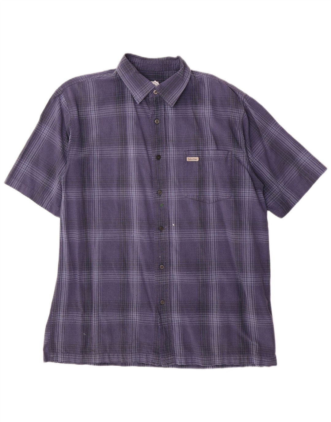 Calvin Klein Jeans Camicia a maniche corte da uomo in cotone a quadri blu grandi