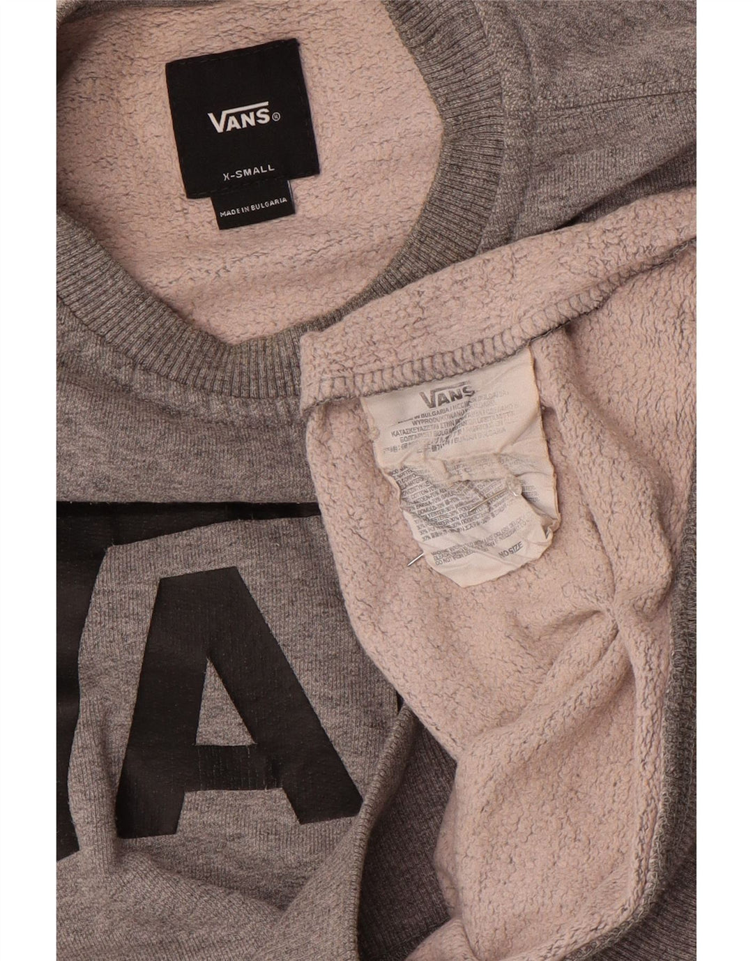 Felpa con grafica da uomo Vans XS in cotone grigio