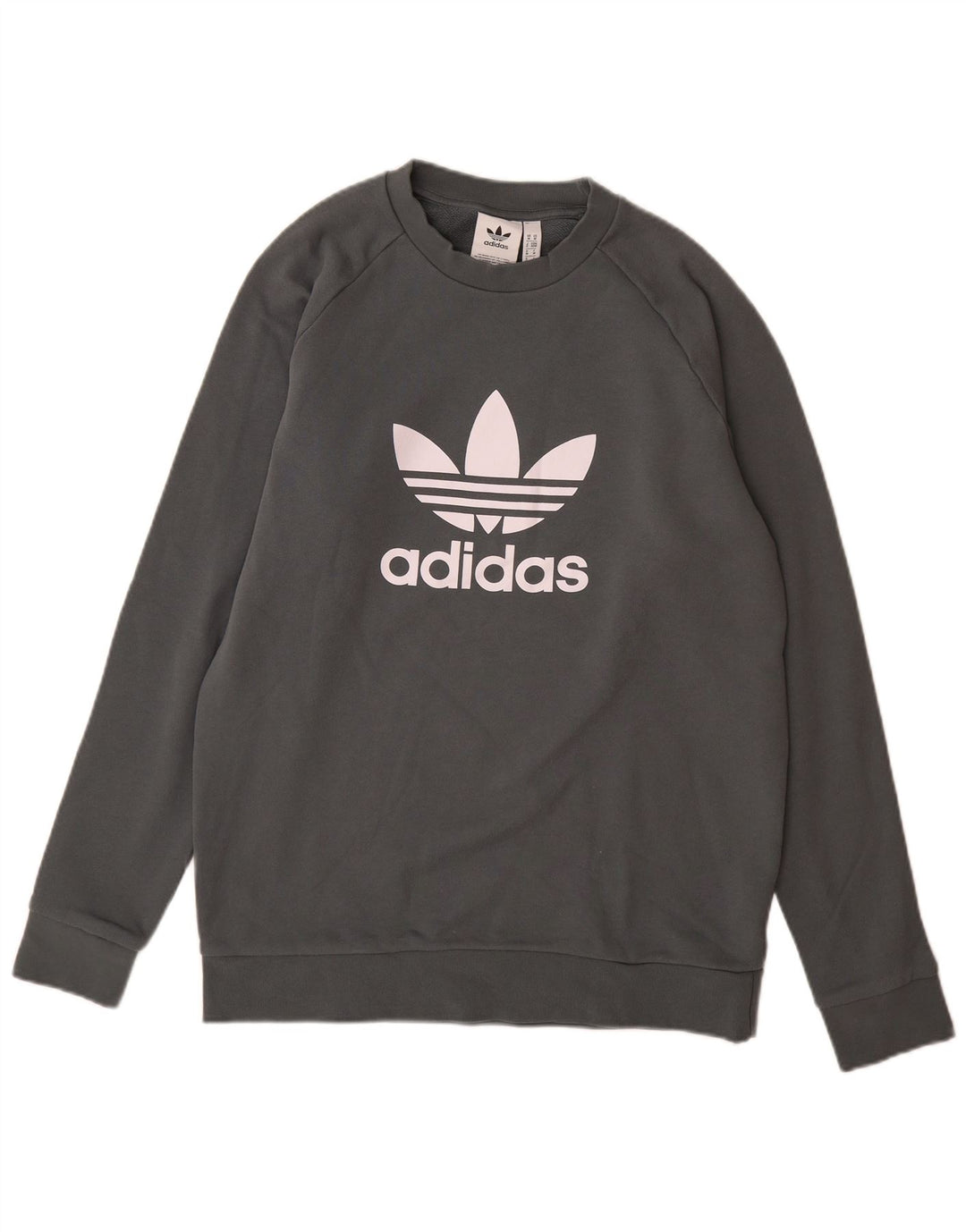 Felpa grafica da uomo Adidas Felpa in cotone grigio medio