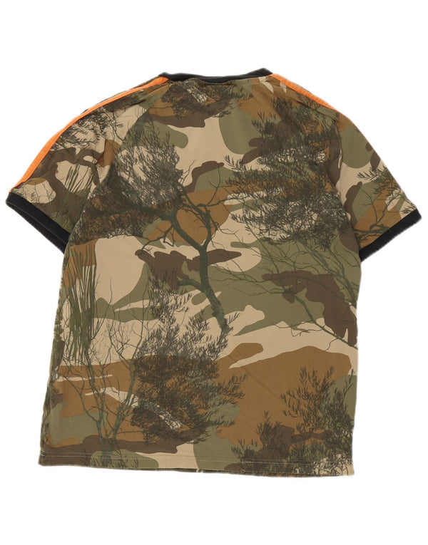 T-shirt da uomo Adidas Top Small in cotone mimetico kaki