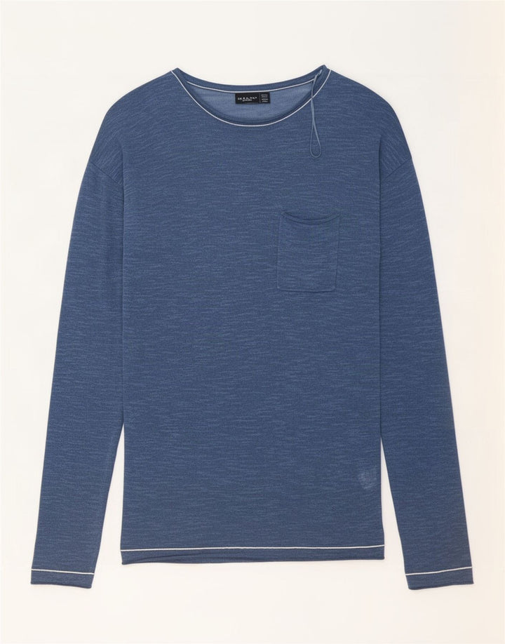 Top Zara da uomo a maniche lunghe grande in cotone blu navy