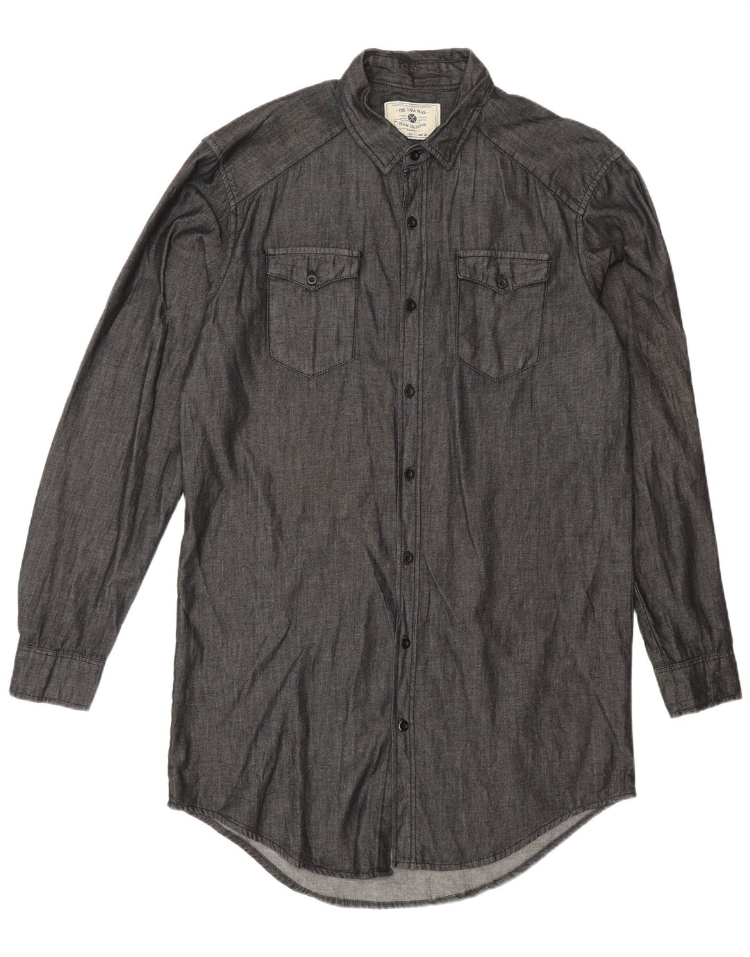 Camicia lunga Zara da uomo grande in cotone grigio