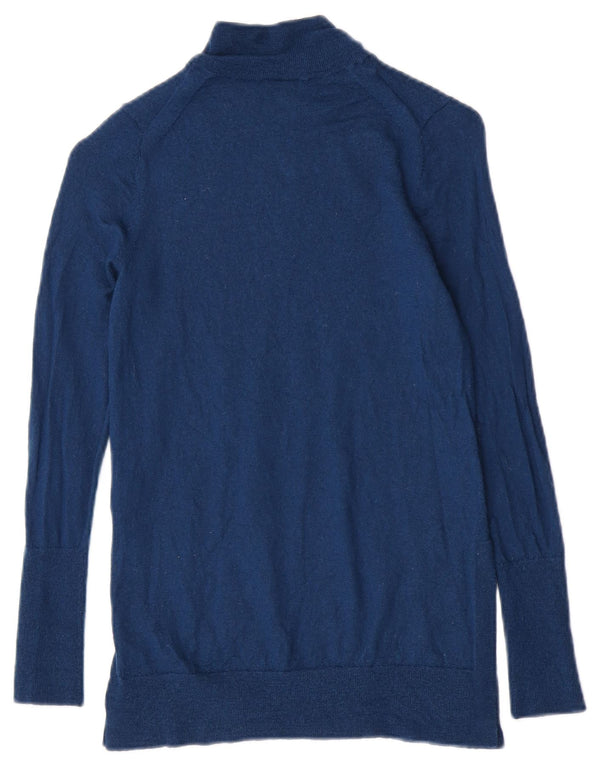 Maglione maglione da donna con collo dolcevita Jigsaw UK 8 piccolo in lana blu