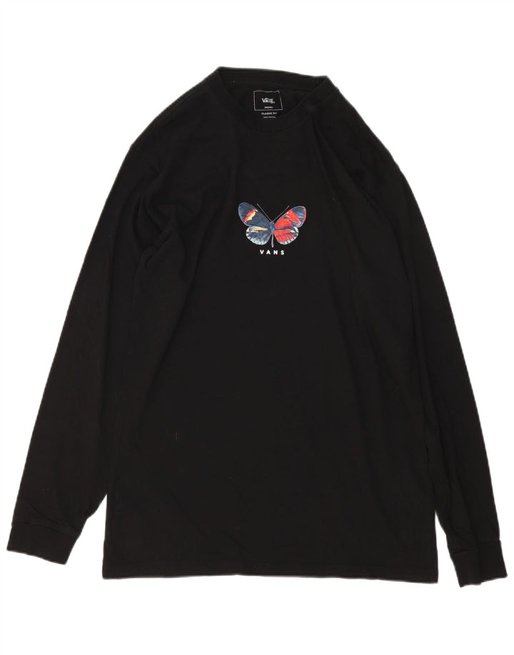 Vans Top grafico da uomo con vestibilità classica, manica lunga, cotone medio nero, farfalla