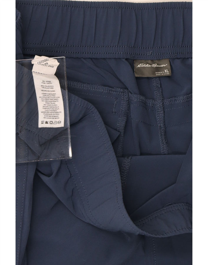 EDDIE BAUER Womens Slim Casual Trousers  XL W38 L28 Navy Blue Polyester Vintage Eddie Bauer and Second-Hand Eddie Bauer from Messina Hembry 
