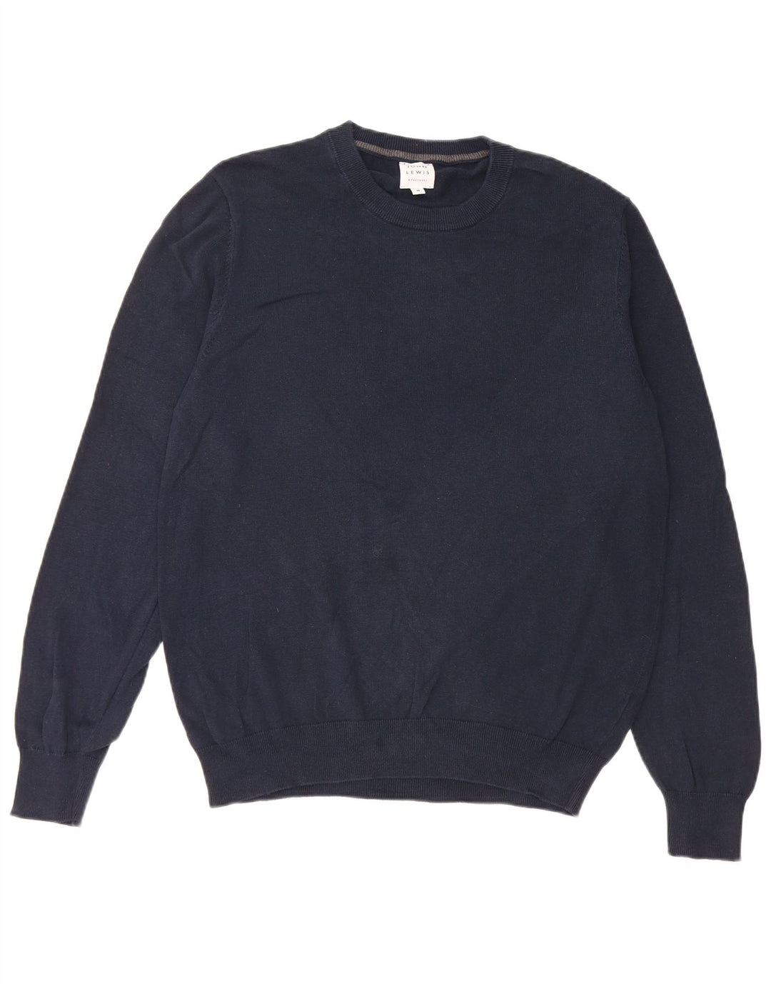 Maglione maglione girocollo da uomo John Lewis in cotone blu navy medio