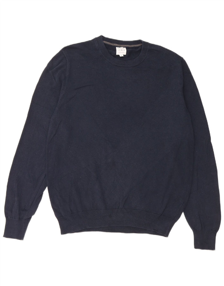 Maglione maglione girocollo da uomo John Lewis in cotone blu navy medio