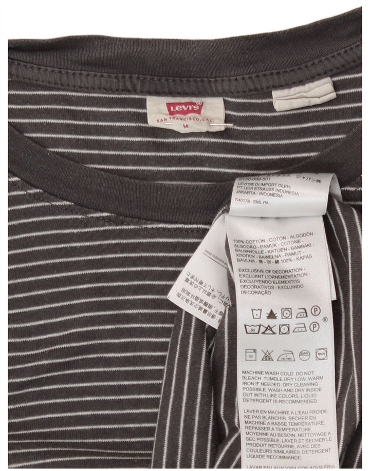 Levi's Top da donna a maniche lunghe UK 14 Cotone gessato grigio medio