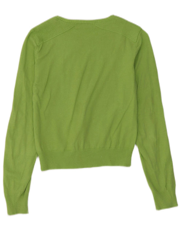 Maglione corto con scollo a barca da donna Zara UK 12 Ramie verde medio