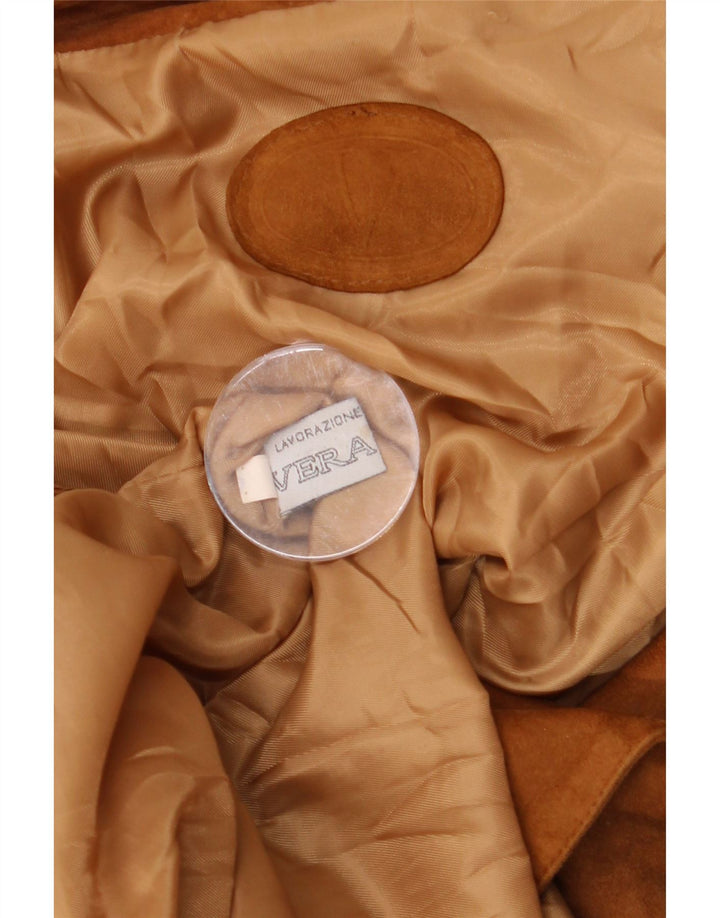 Soprabito in pelle scamosciata da donna VINTAGE UK 20 2XL Pelle beige