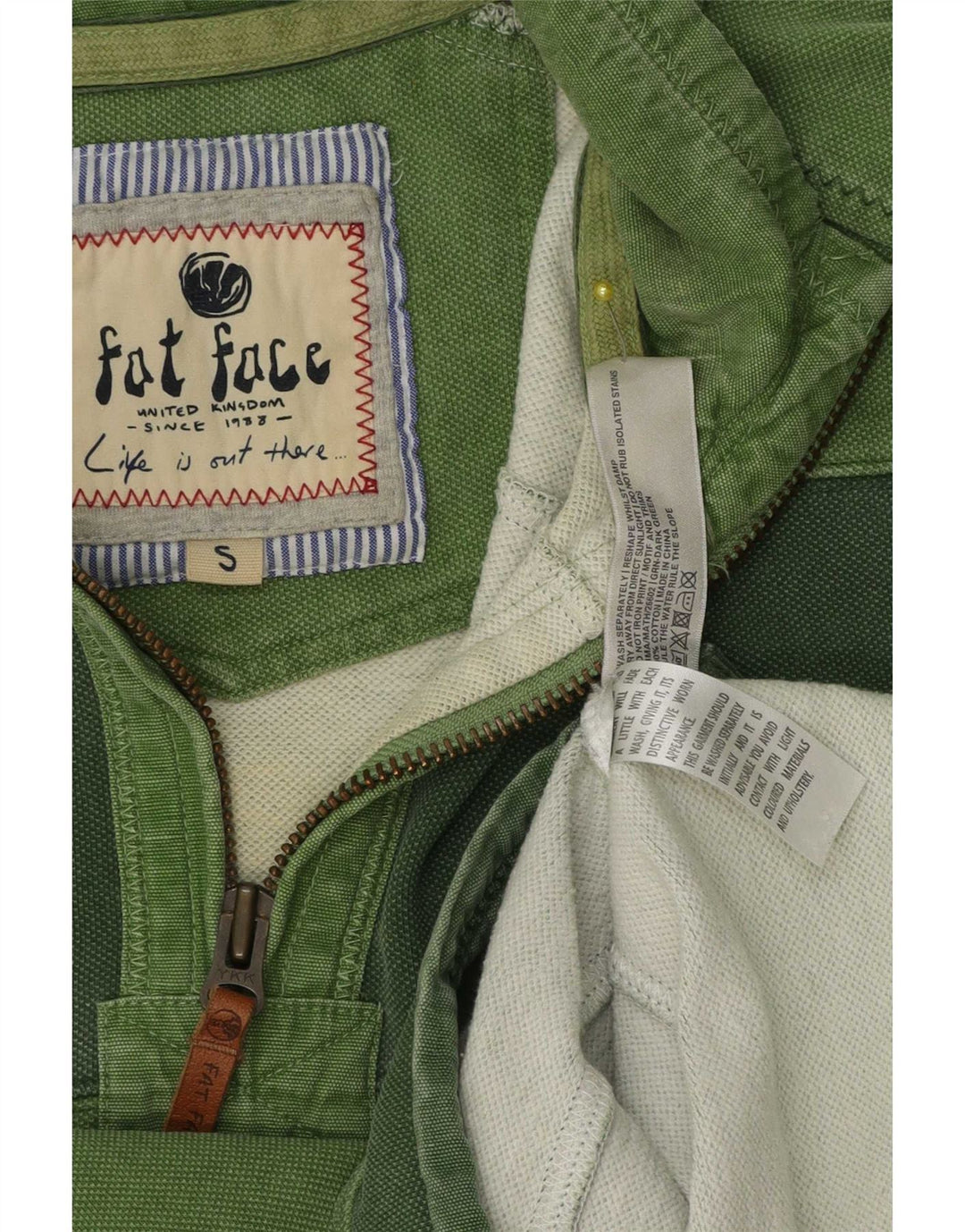 Felpa da uomo con collo con zip Fat Face, maglione piccolo, in cotone a righe verdi