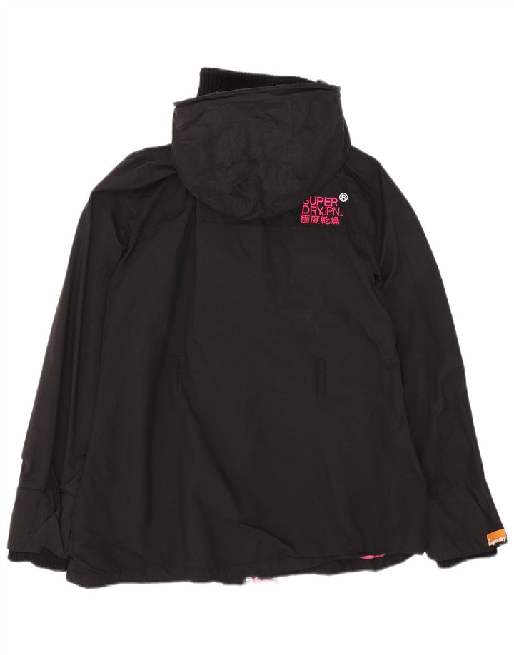 Giacca a vento da donna con cappuccio Windmac Superdry UK 16 grande nylon nero