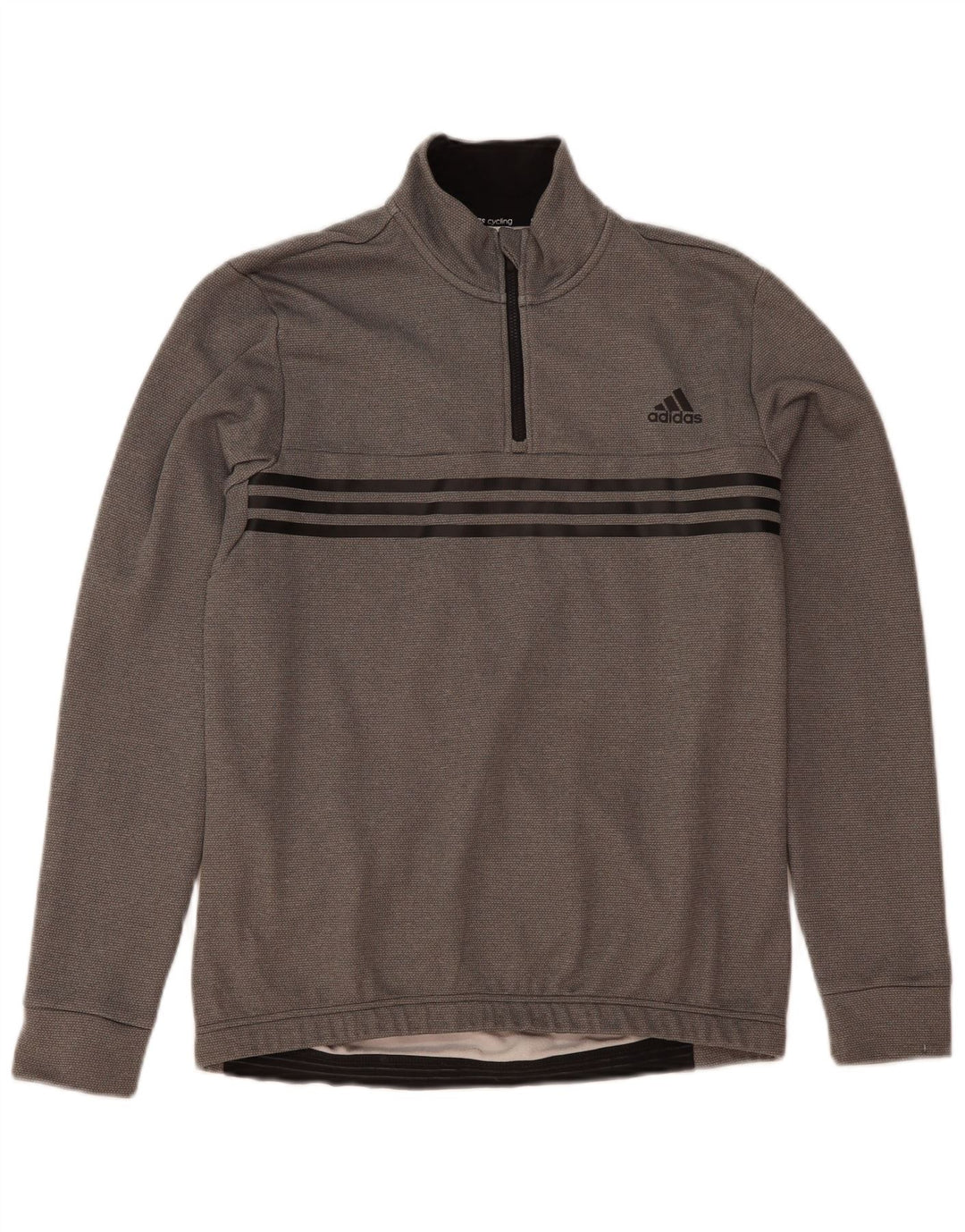 Felpa Adidas da uomo con zip e collo, grande, in poliestere grigio