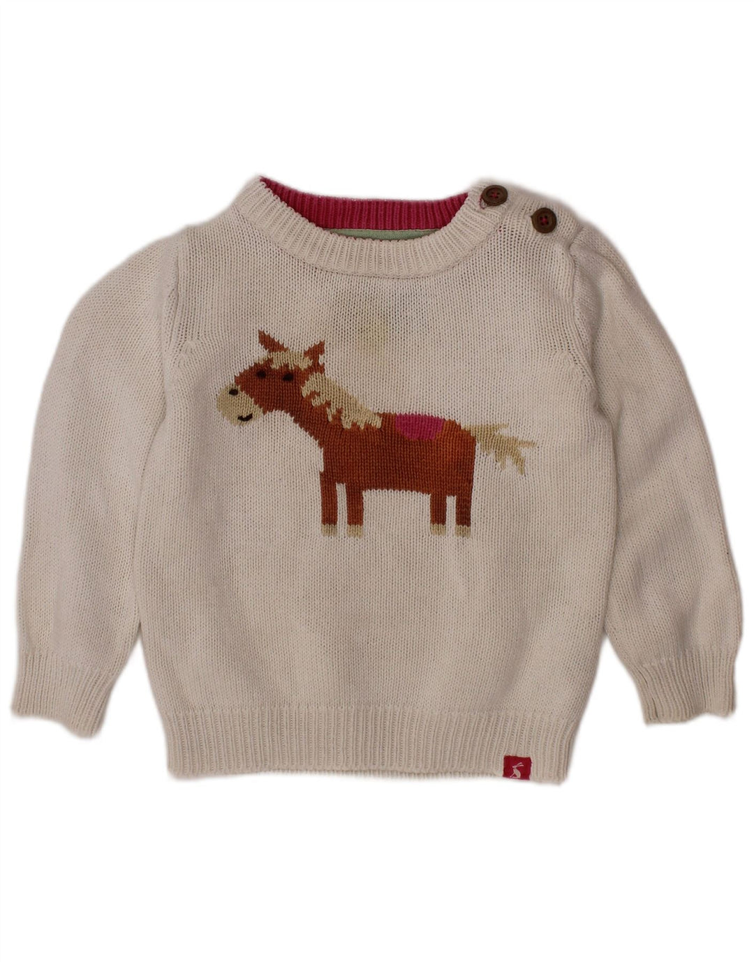 JOULES Maglione con scollo a barchetta per neonata 12-18 mesi bianco con stampa animalier