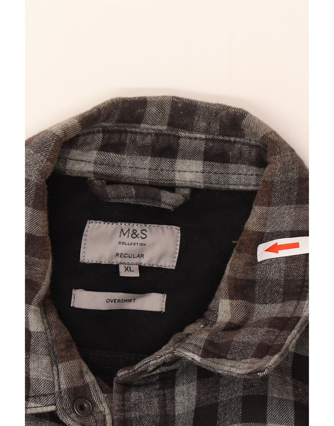 Marks & Spencer Camicia da uomo con vestibilità regolare in flanella XL a quadretti grigi