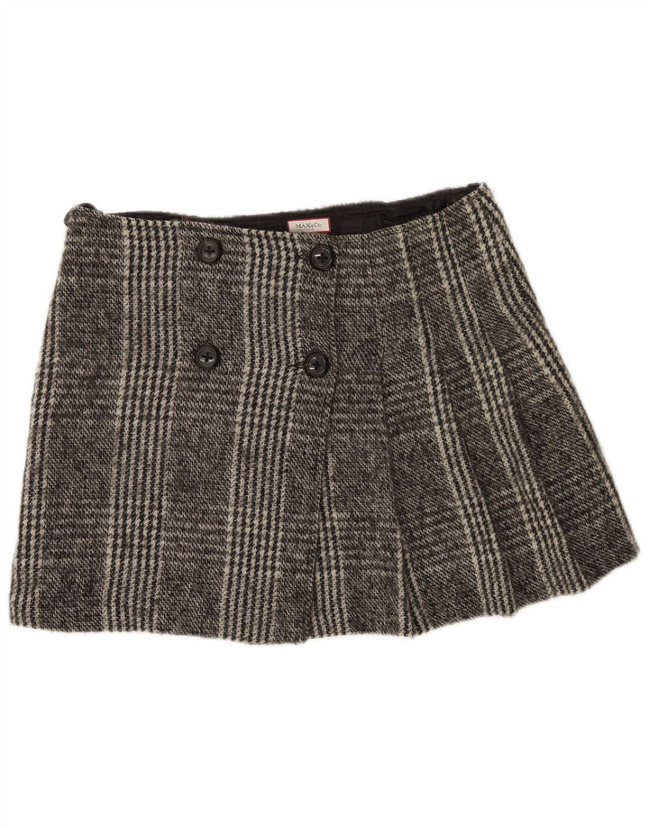 Mini gonna avvolgente da donna Max & Co. UK 14 grande W34 lana a quadri grigia