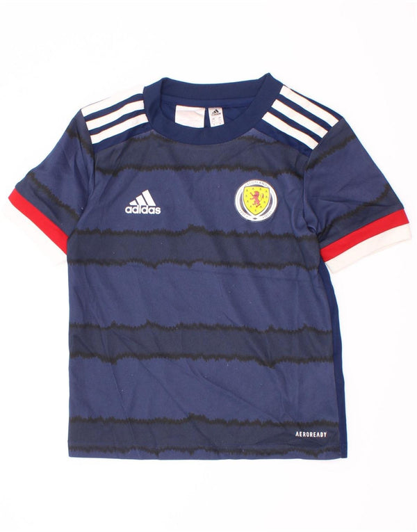 Maglietta Adidas Aeroready per ragazzi, 5-6 anni, in poliestere a righe blu navy