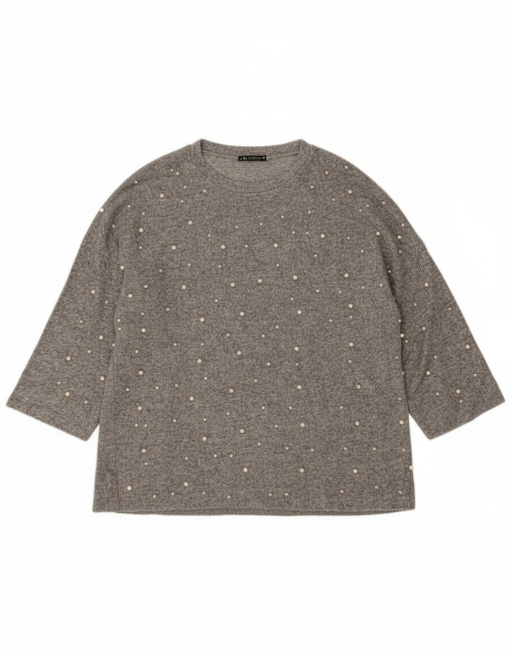 Maglione maglione girocollo oversize da donna Zara UK 14 Grigio medio