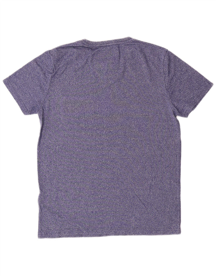 T-shirt da uomo SUPERDRY Top in cotone tropicale chiazzato blu medio