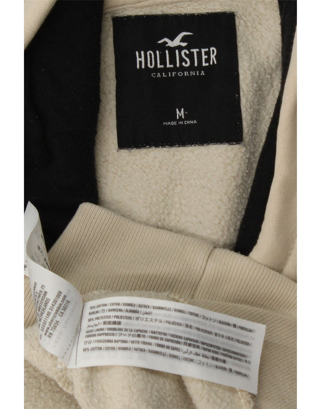 Maglione con cappuccio grafico da uomo HOLLISTER in cotone color block beige medio