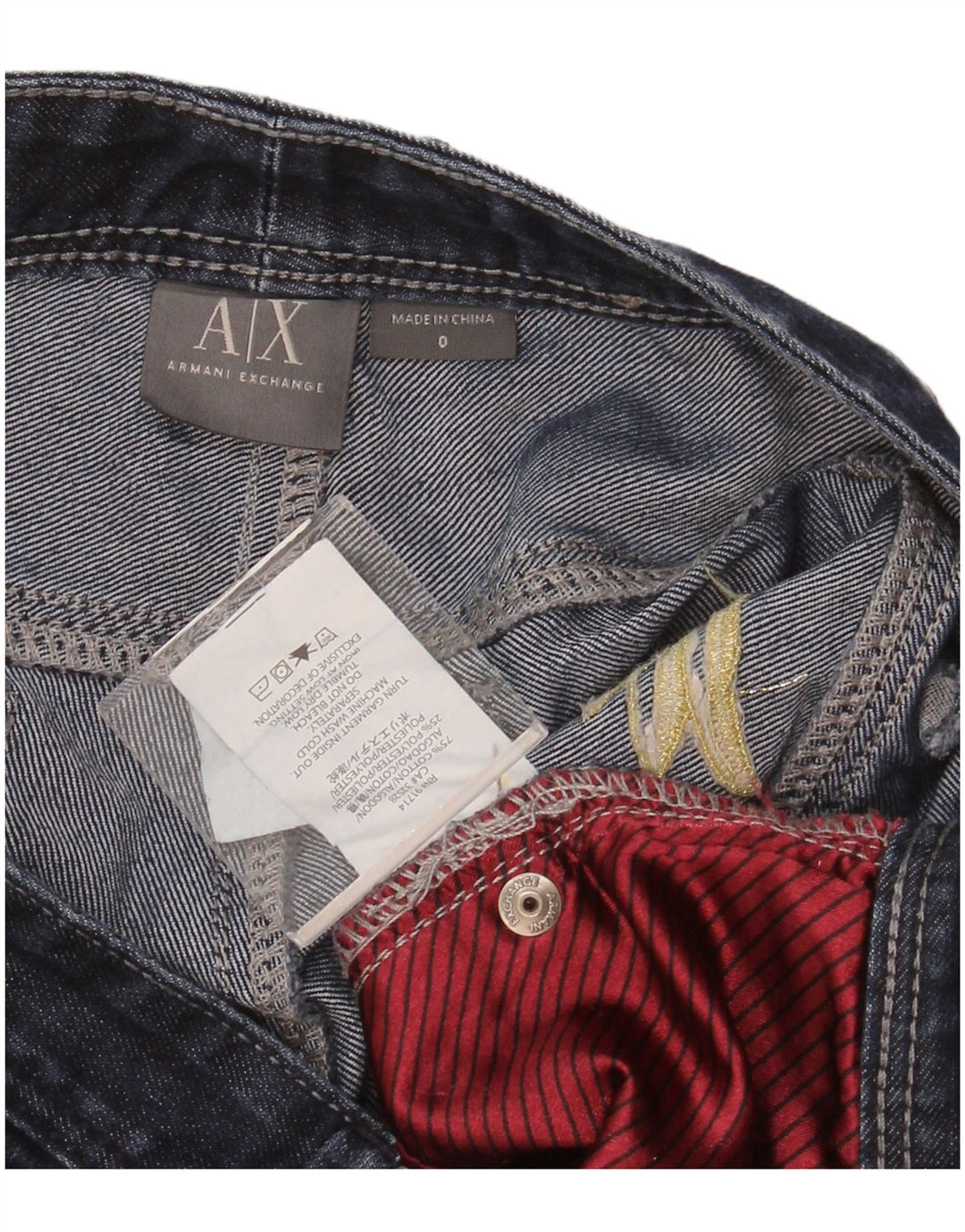 ARMANI EXCHANGE Jeans slim grafici da donna US 0 XS W28 L28 Cotone blu