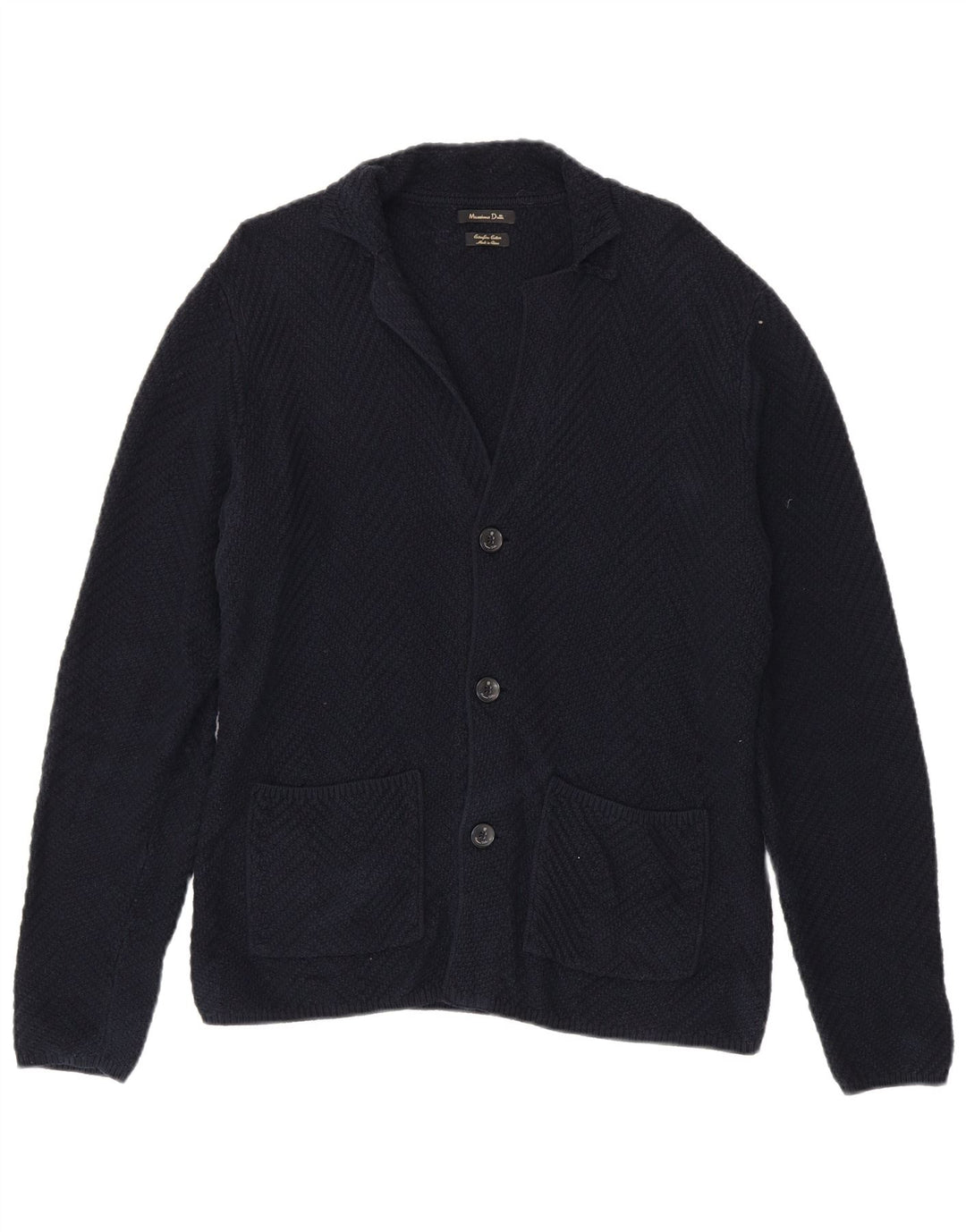 Maglione cardigan da uomo Massimo Dutti in cotone blu navy medio