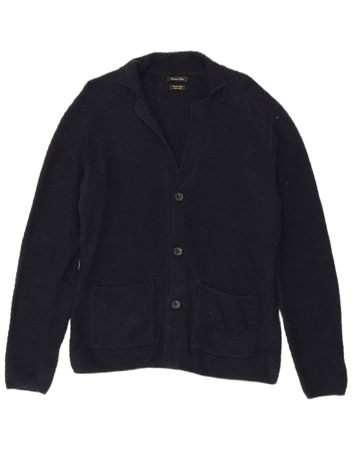 Maglione cardigan da uomo Massimo Dutti in cotone blu navy medio