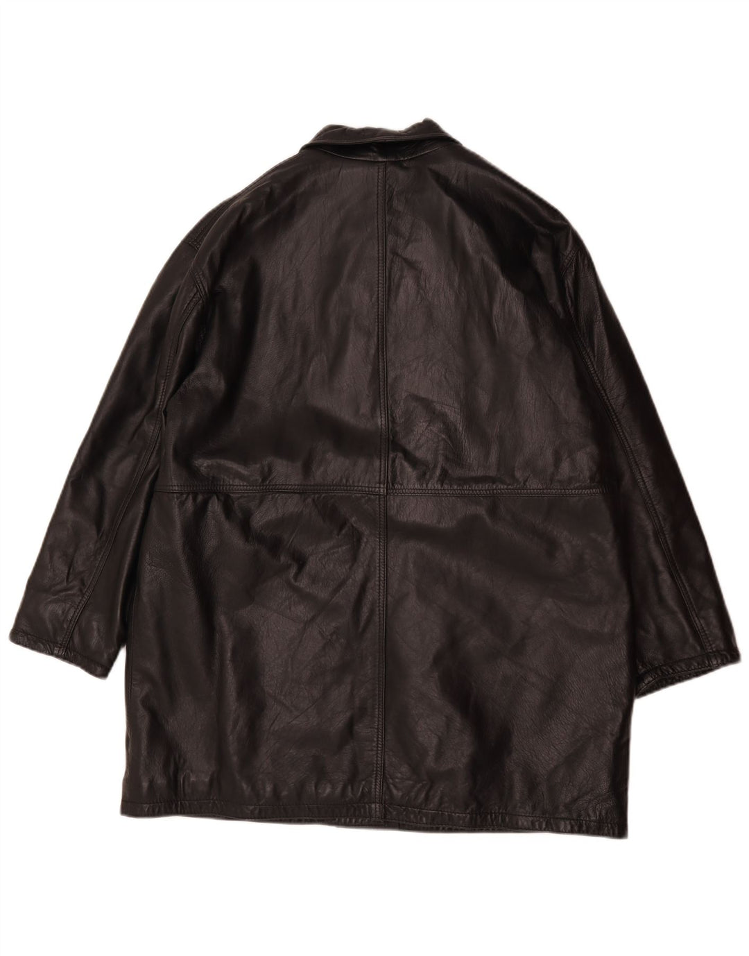 Giacca in pelle oversize da donna vintage IT 44 in pelle nera media