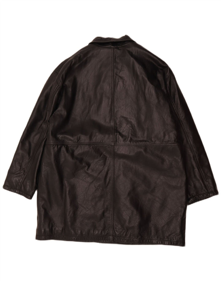 Giacca in pelle oversize da donna vintage IT 44 in pelle nera media