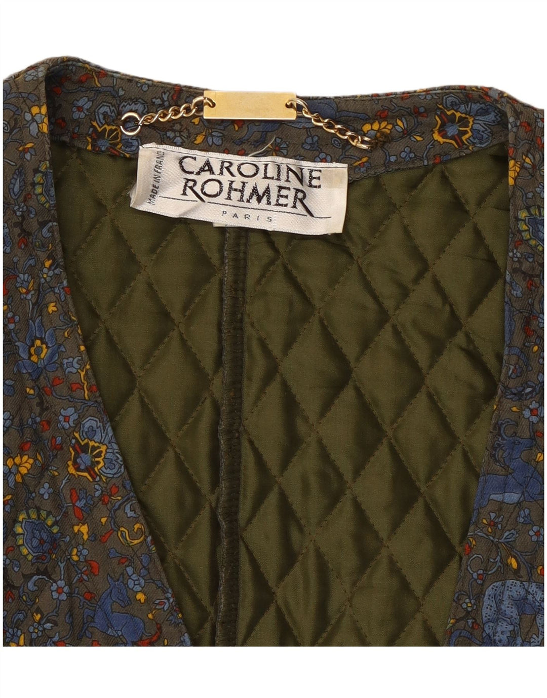 Caroline Rohmer Giacca Blazer a 1 Bottone da Donna UK 12 Medio Cachi Floreale